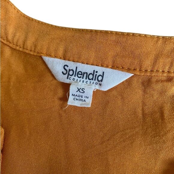 Splendid Jamie Tiered Mini Dress Size XS Short Sleeves Orange Nectar Coquette - Picture 13 of 15